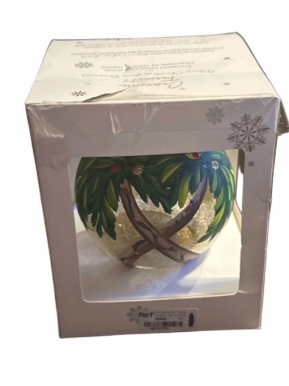 Pier 1 Li Bien 2019 Palm Tree Glass Coastal Christmas Ornament Palm Tree